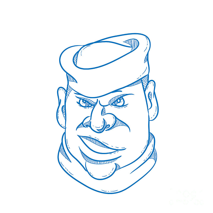 Angry Sailorman Head Cartoon Digital Art