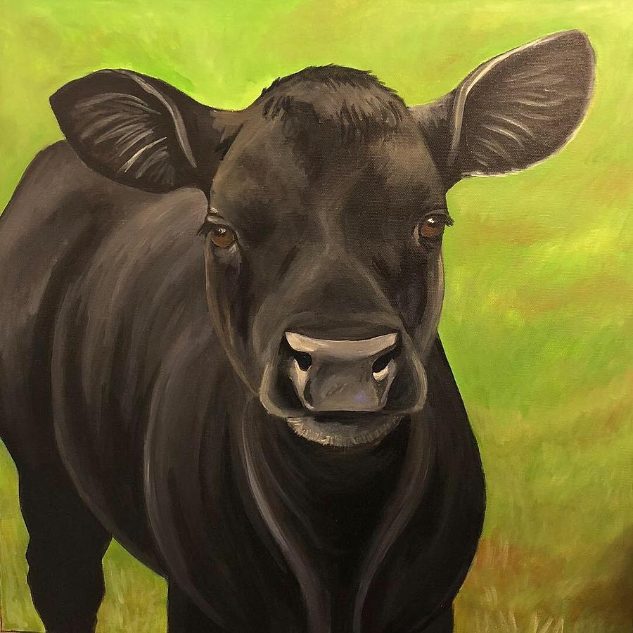 Angus Calf Painting by Kelsey Raines