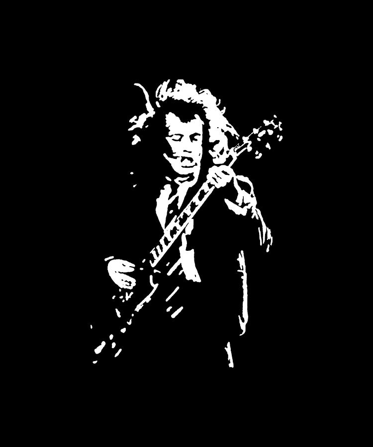 Music Digital Art - Angus Young ACDC gibson guitar madman and rock n roll legend Horns Up Guitar by Zac Dillon