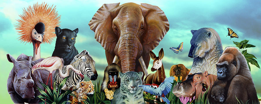 Animal Collage 4 Painting by John Rowe - Fine Art America