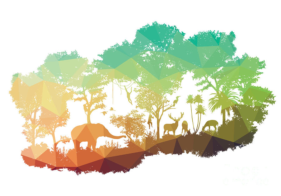 Deer Digital Art - Animal Of Wildlife Including Elephant by Ananaline Deer Digital Art - Animal Of Wildlife Including Elephant by Ananaline