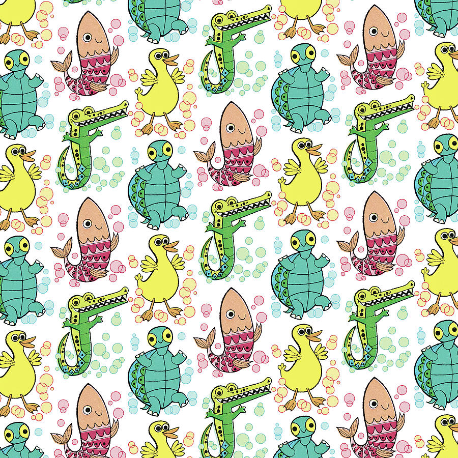 Alligator Drawing - Animal pattern by CSA Images