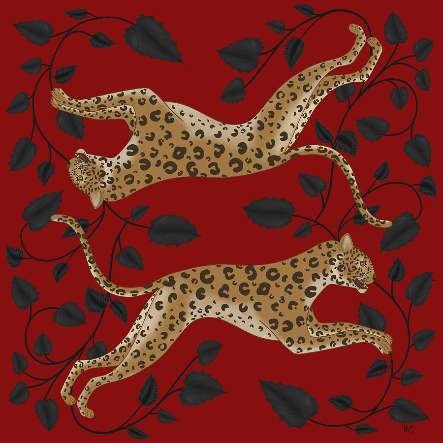 Cheetah Painting - Animalia - Leopard Twins by Fab Funky