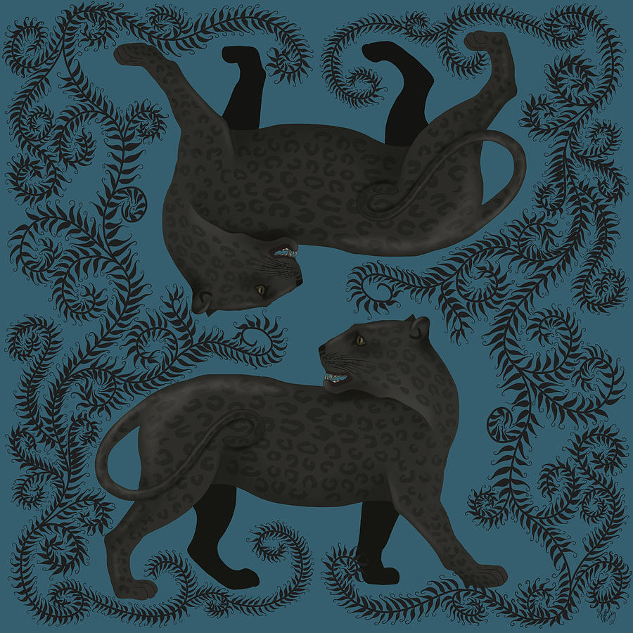 Vertebrate Painting - Animalia - Panther Twins by Fab Funky
