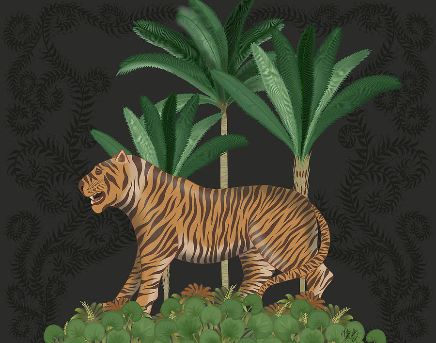 Tiger Painting - Animalia - Tiger In Palms by Fab Funky