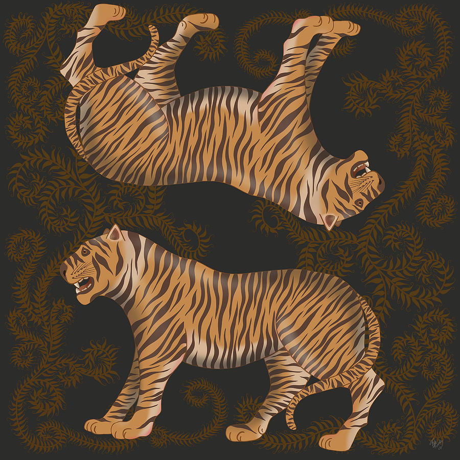 Animalia - Tiger Twins Painting by Fab Funky - Fine Art America