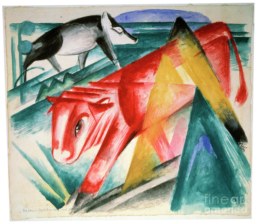 Animals, 1912-1913. Artist Franz Marc Drawing by Heritage Images