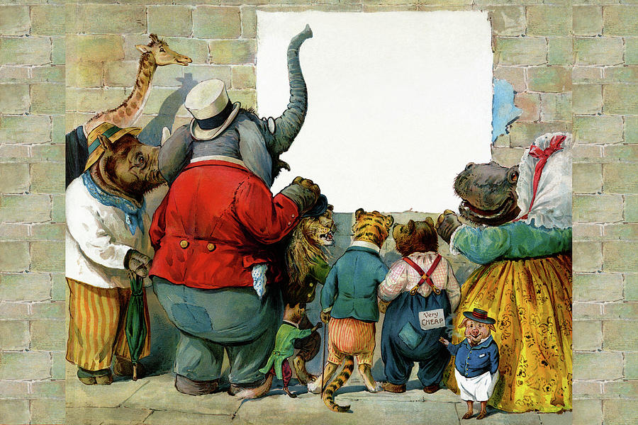 Animals at the Wall Painting by G.H. Thompson
