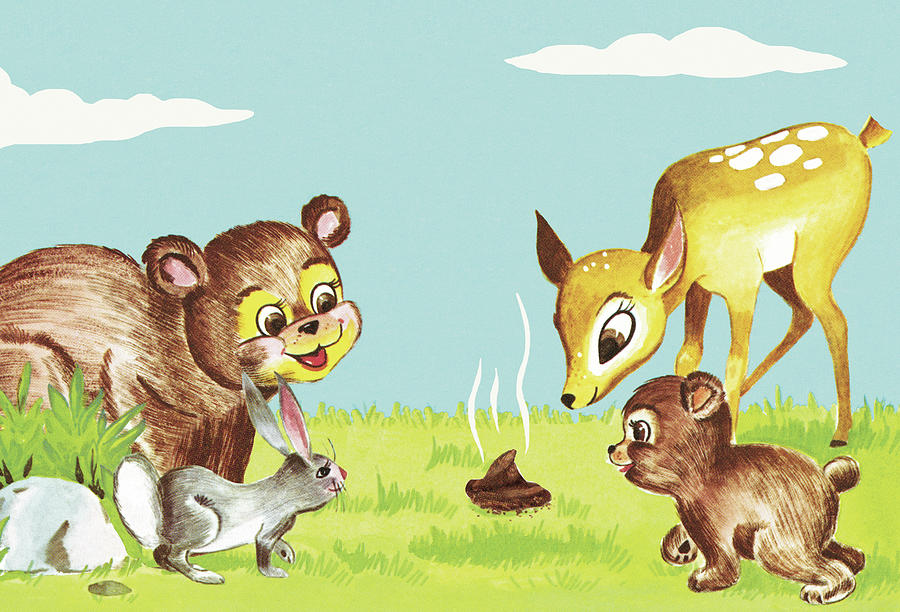 Deer Drawing - Animals Looking at Poo by CSA Images