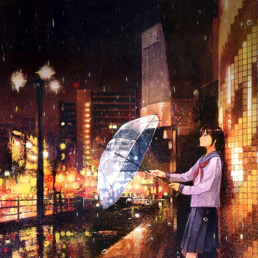 Anime Girl Wait Under The Rain Digital Art by Armand Michel - Pixels