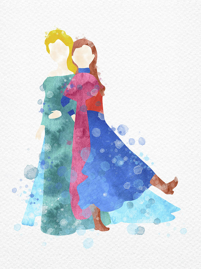 Anna And Elsa Watercolor Digital Art By Mihaela Pater Pixels