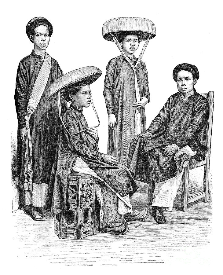 Annamese Chiefs And Women, Vietnam Drawing by Print Collector