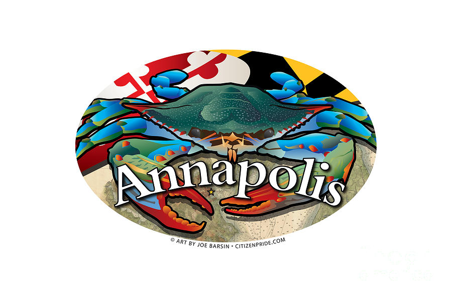 Annapolis Maryland Blue Crab Oval Crest Digital Art by Joe Barsin