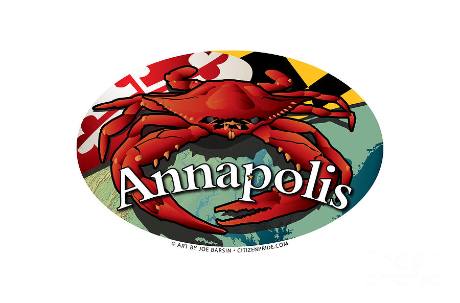 Annapolis Maryland Crab Oval Crest Digital Art by Joe Barsin