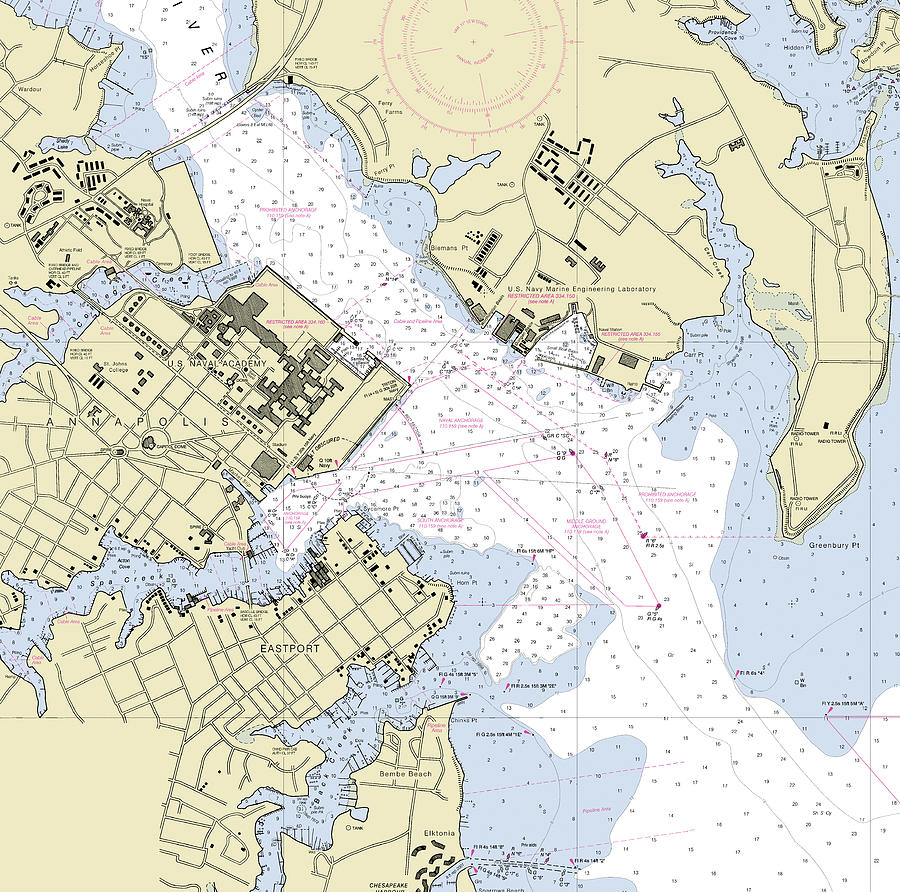 Annapolis Maryland Nautical Chart Digital Art by Sea Koast Fine Art