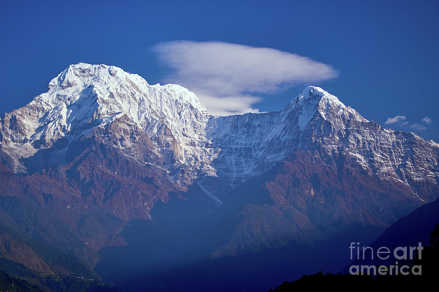 Annapurna South Peak and pass in the Himalaya mountains, Annapurna region, Nepal Photograph by Raimond Klavins