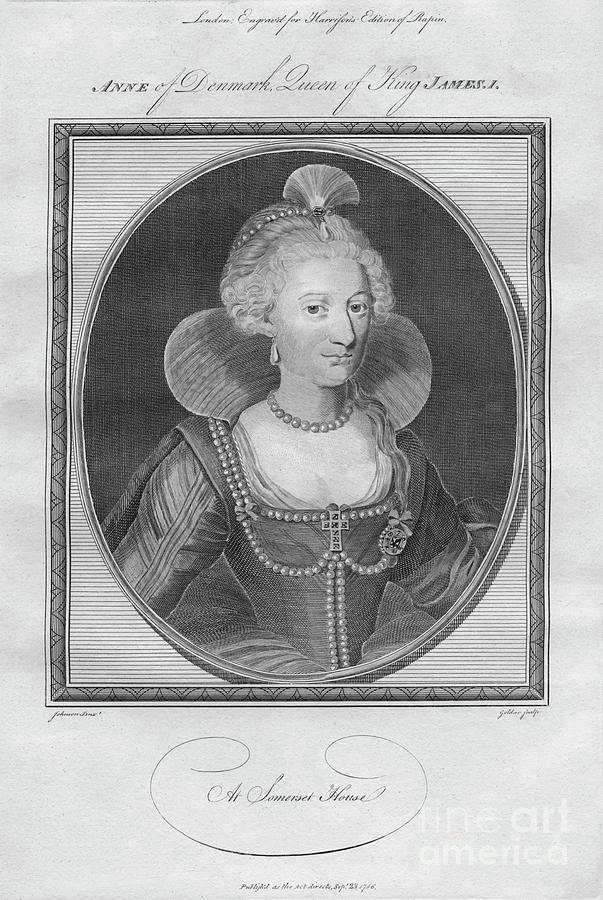 Anne Of Denmark, Queen Of King James I Drawing by Print Collector