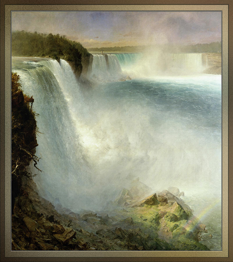 Niagara Falls, from the American Side by Frederic Edwin Church Old Masters Reproduction Painting by Rolando Burbon