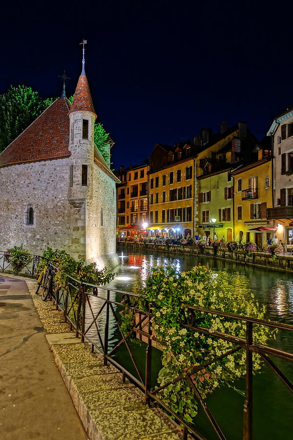 Annecy Canal at Night Photograph by Patricia Caron