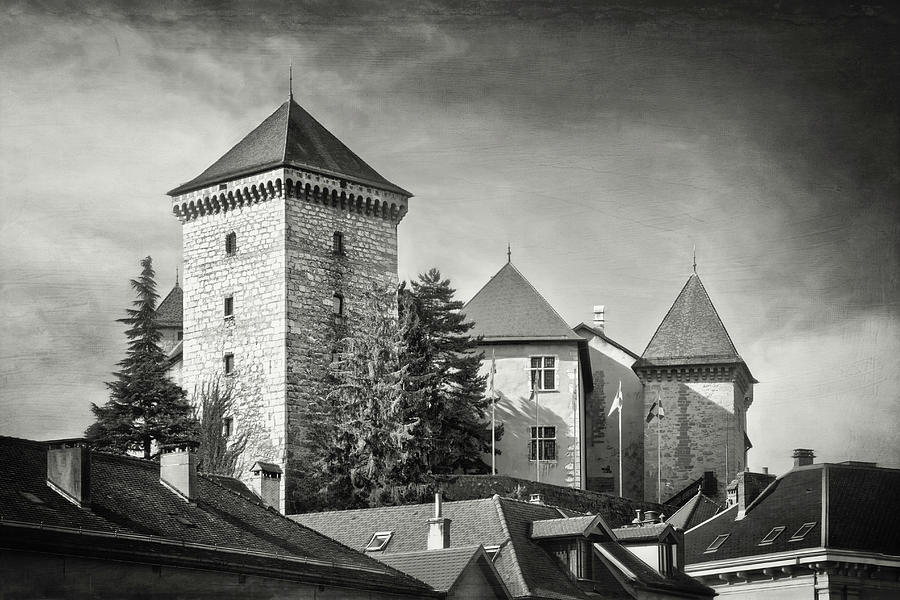 Annecy Castle Annecy France Black and White Photograph by Carol Japp