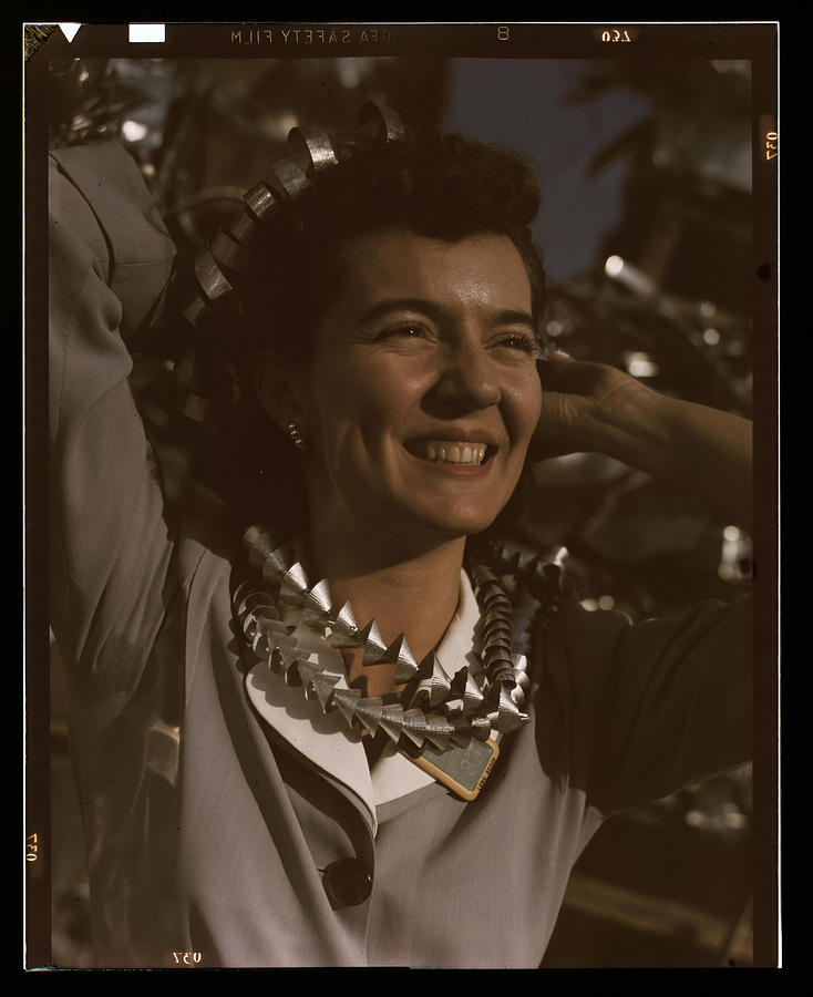Annette del Sur Wearing scrap Metal Painting by Palmer, Alfred T