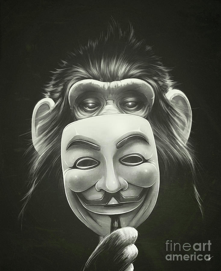 Ape Digital Art - Annonymous II by Lukas Brezak