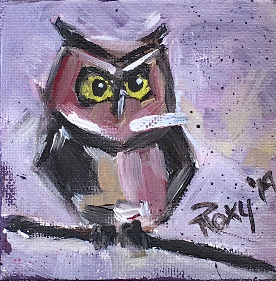 Annoyed Little Owl Painting by Roxy Rich
