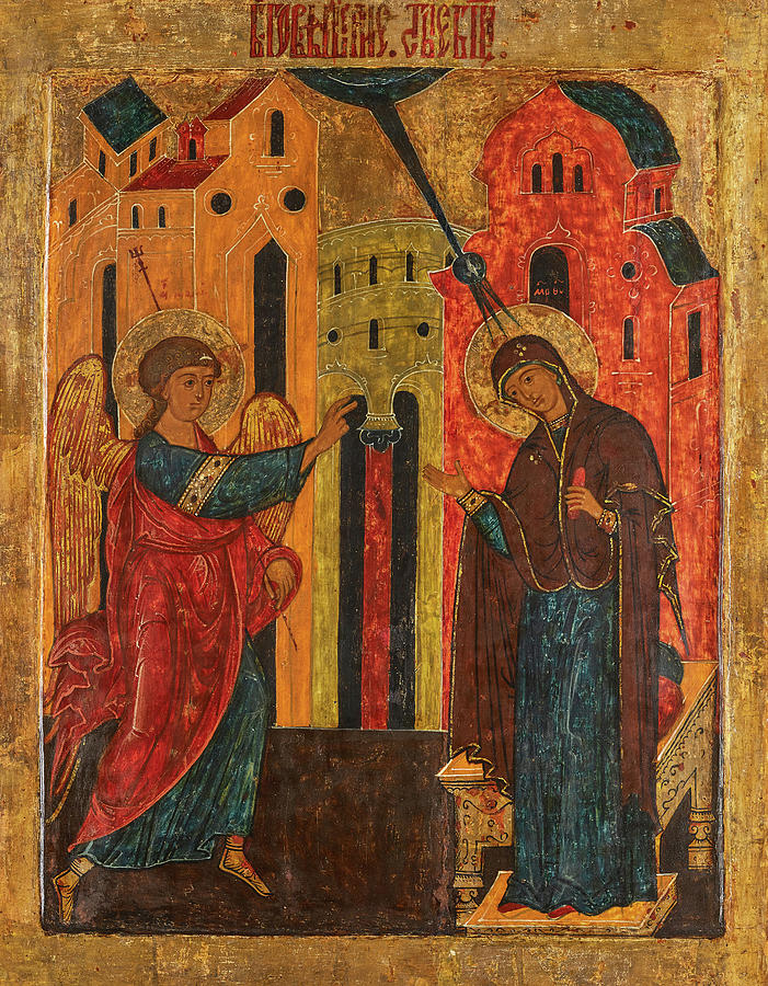 Madonna Painting - Annunciation, 17th century by Russian Art