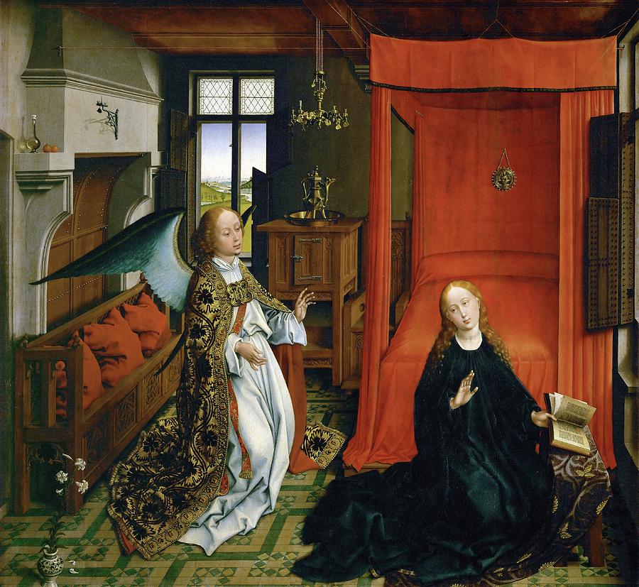 Annunciation. Center panel of a triptych, from an altar from the church in Chieri, near Torino. Painting by Rogier van der Weyden -c 1399-1464-