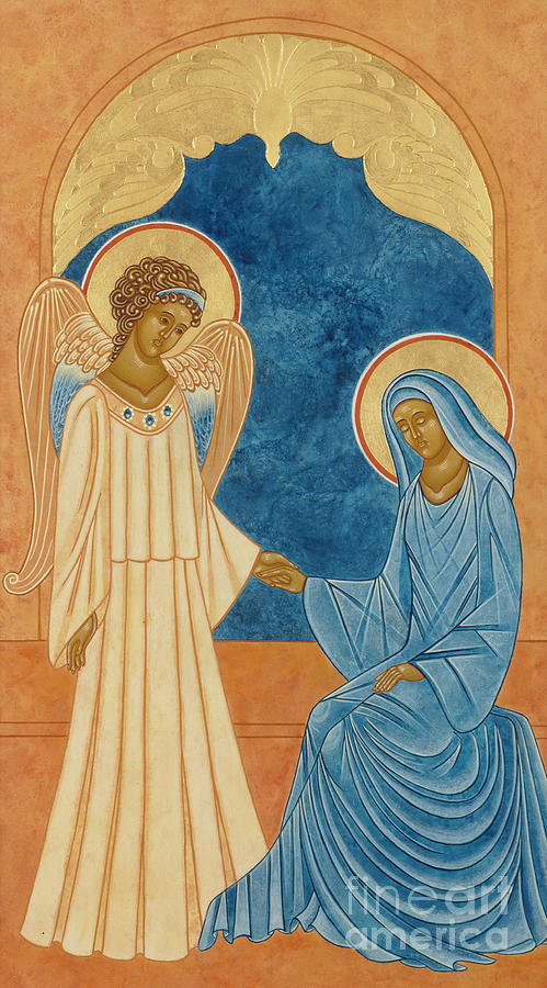 Annunciation egg tempera and gold Painting by Jodi Simmons