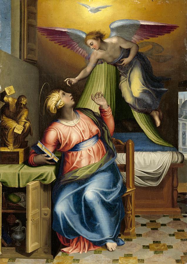 Annunciation to the Virgin Painting by Vincent Monozlay