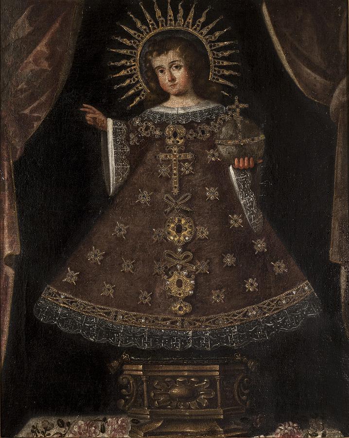 Anonymous / Child Jesus in an attitude of blessing, 18th century, Oil on canvas, 0.90 x 0.60 m. Painting by Anonymous
