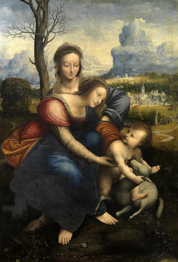 Anonymous -Copy Leonardo da Vinci- / The Virgin and Child with Saint Anne, Early 16th century. Painting by Leonardo da Vinci -1452-1519-