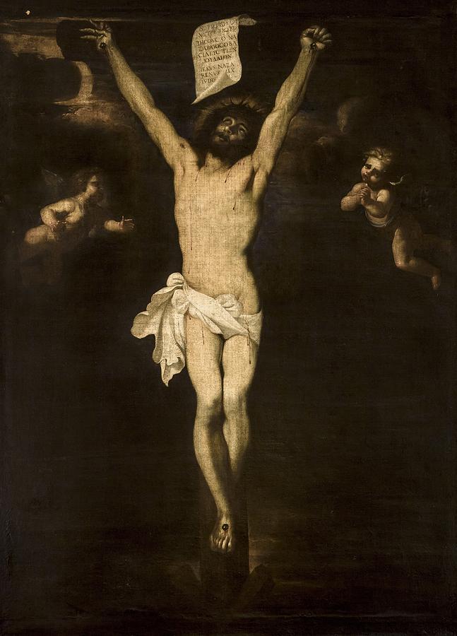 Anonymous / Crucified, Second half of the seventeenth century, Oil on canvas. 2.24 x 1.86 m. Painting by Anonymous