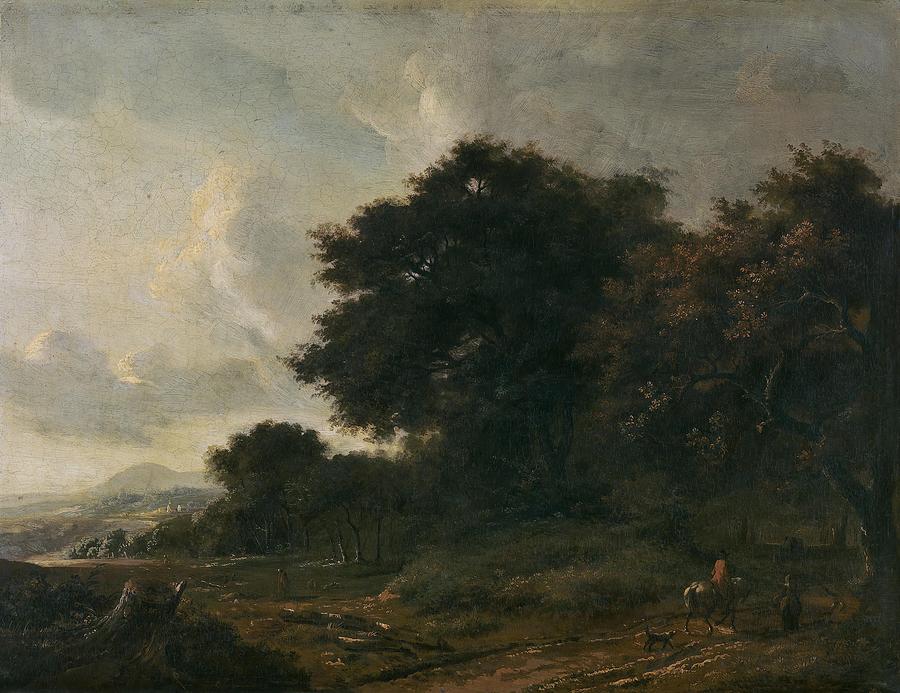 Anonymous / Entering the Woods, 1660-1665, Dutch School, Oil on panel, 42 cm x 56 cm, P02860. Painting by Anonymous