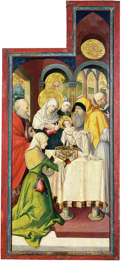Anonymous German Artist active in Swabia ca. 1515 -Active in Swabia ca. 1515-. The Presentation ... Painting by Anonymous German Artist active in Swabia ca 1515