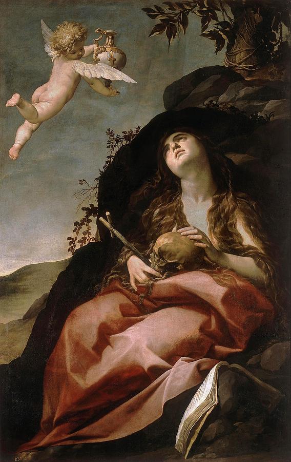 Anonymous / Penitent Magdalene, 17th century, Italian School. MARY MAGDALENE. Painting by Anonymous
