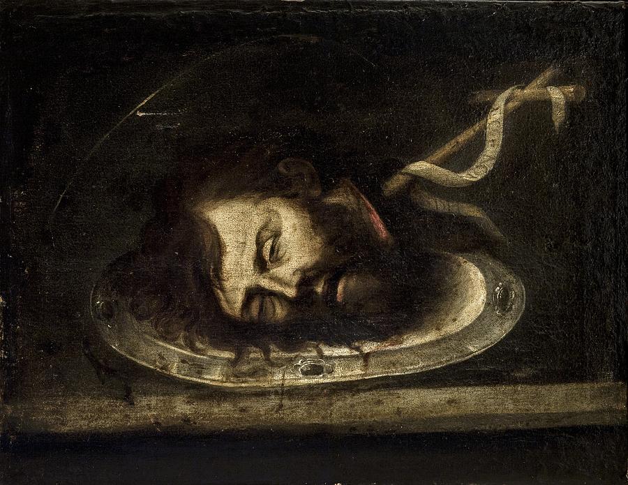 Anonymous Sevillian / Head of San Juan Bautista, Last third of the seventeenth century, Oil on ... Painting by Anonimo Sevillano