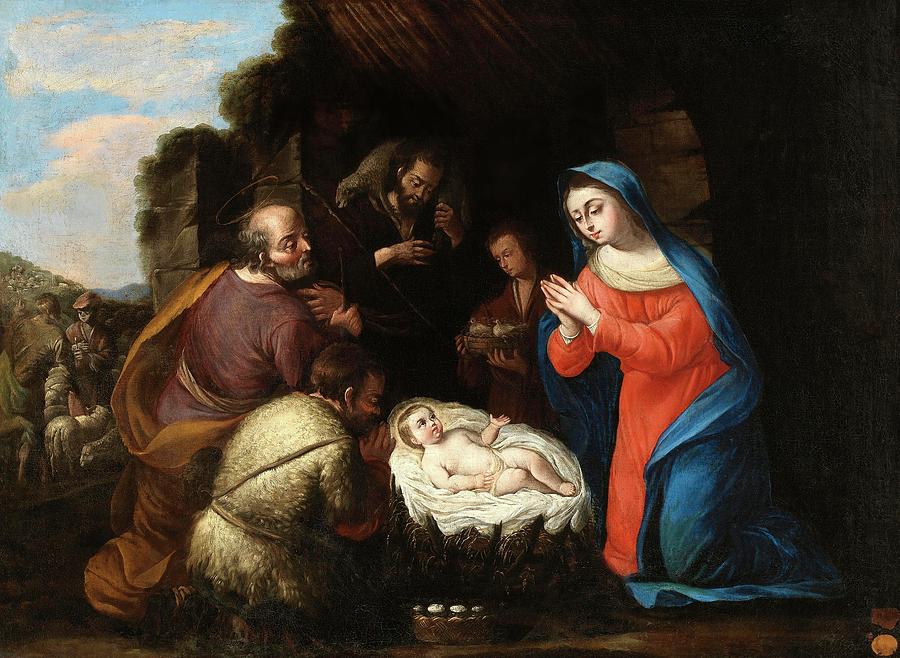 Anonymous / The Adoration of the Shepherds, 17th century, Spanish School. Painting by Anonymous