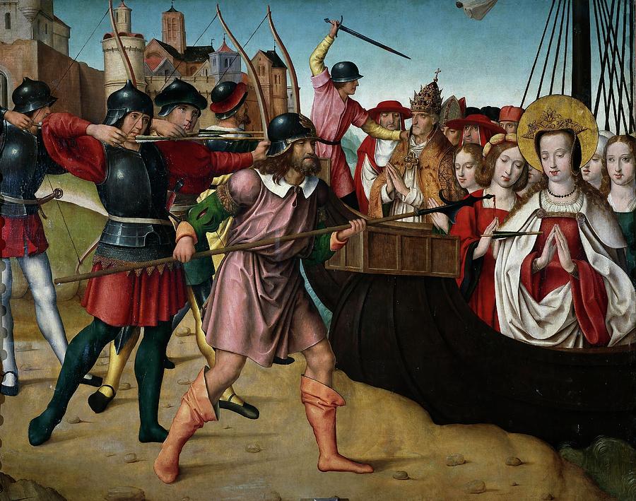 Anonymous / The Martyrdom of Saint Ursula, 16th century, Spanish School. Painting by Anonymous