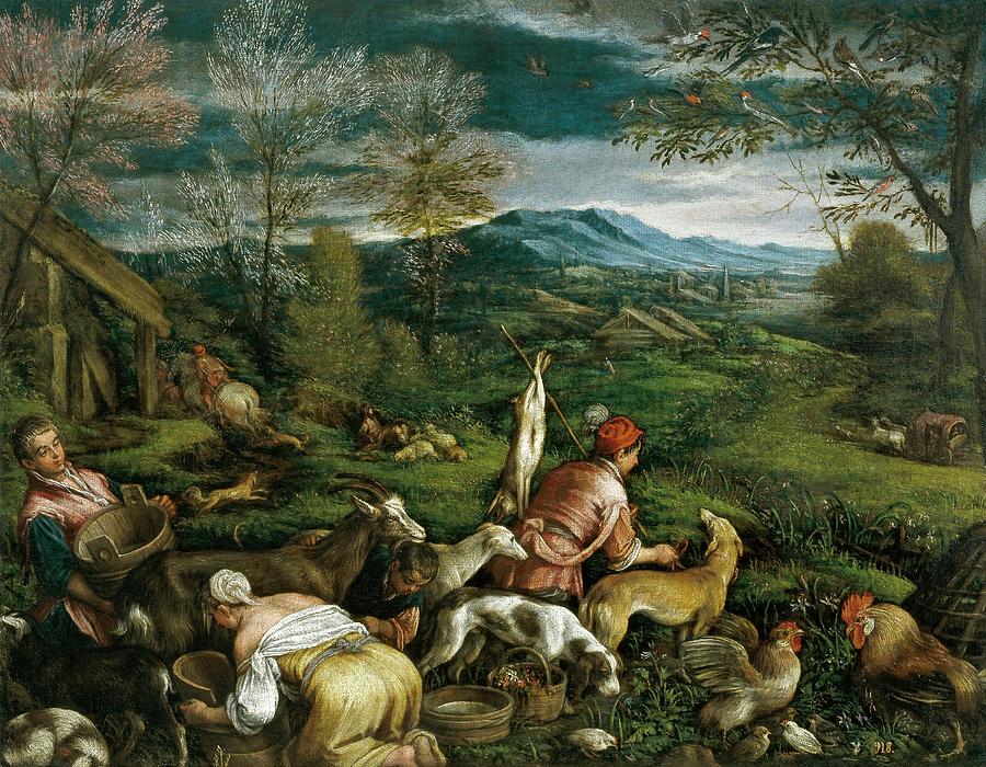 Anonymous -Workshop Bassano- / The Spring, Second half 16th century, Italian School. Painting by Jacopo Bassano -c 1510-1592-