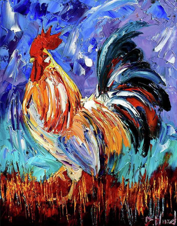 Rooster Painting - Another Day by Debra Hurd.