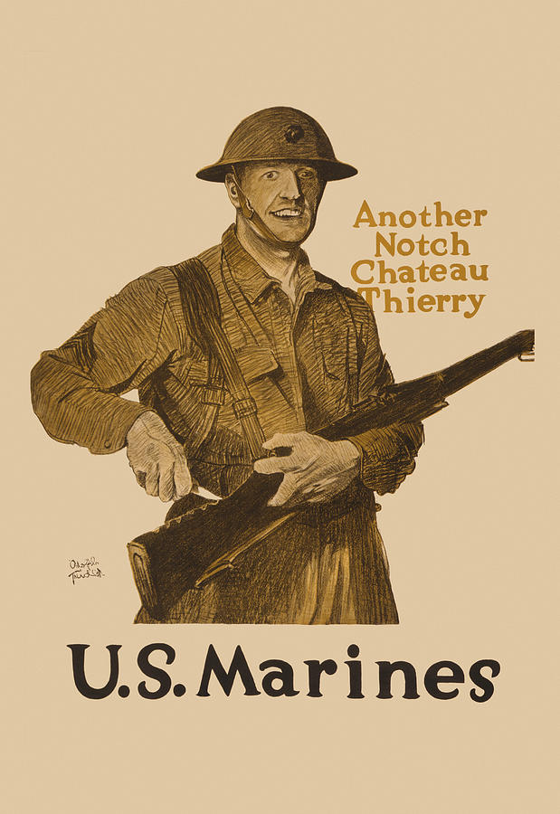 Another Notch, Chateau Thierry - US Marines Painting by Adolph Treidler