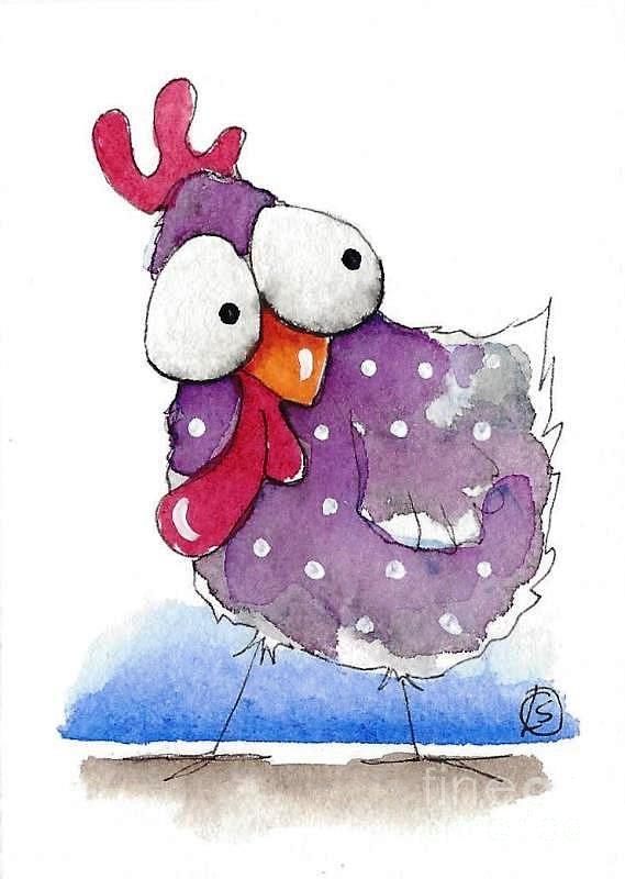 Another Purple Chicken Painting by Lucia Stewart