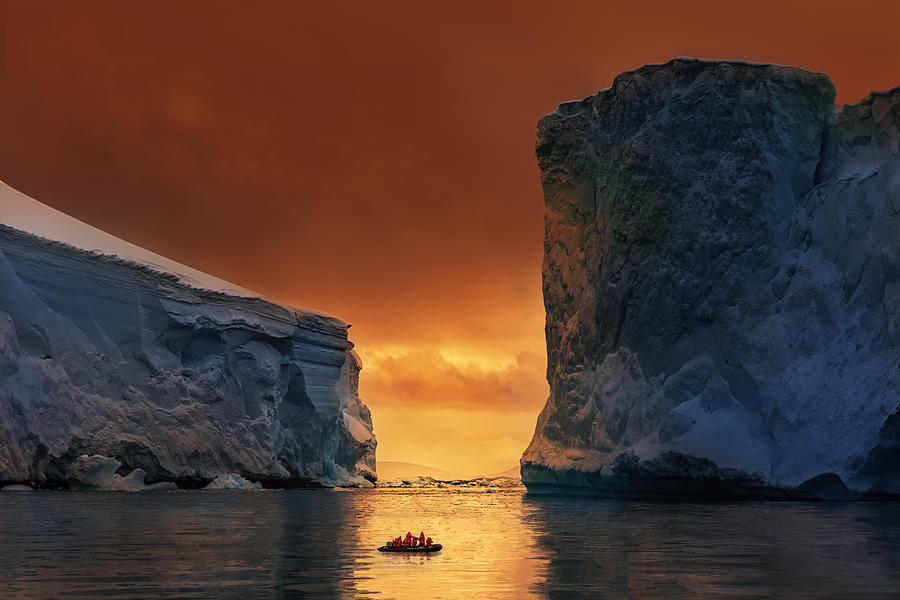 Sunset Photograph - Antarctic Fire Gate by James Cai