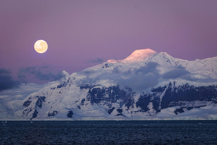 Antarctica Full Moon Photograph by Jie Jin