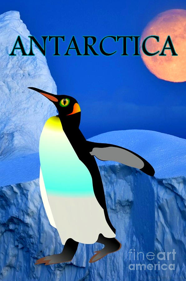 Antarctica Landscape with Emperor Penguin Digital Art by Peter Ogden