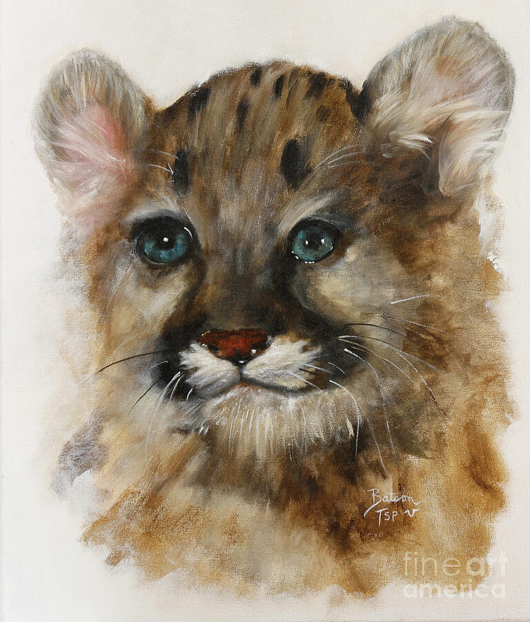 Antares - Cougar Cub Acrylic Painting Painting by Barbie Batson