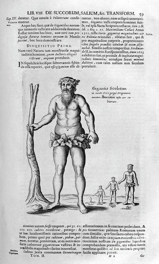 Antediluvian Giants, 1678. Artist Drawing by Print Collector