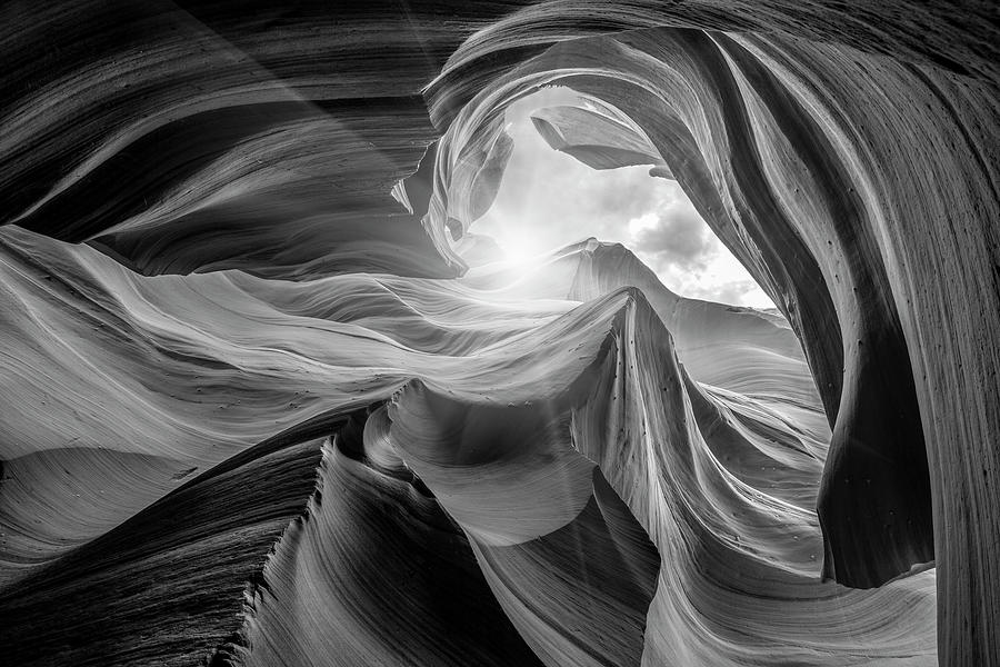 Black And White Photograph - Antelope Canyon 2 Light by Moises Levy